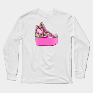 90s pink platform shoes with leopard pattern Long Sleeve T-Shirt